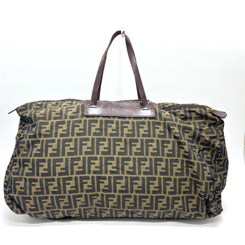 Fendi Tote Bag Leather / Canvas Brown Zucca Pattern