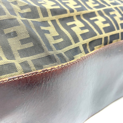 Fendi Tote Bag Leather / Canvas Brown Zucca Pattern