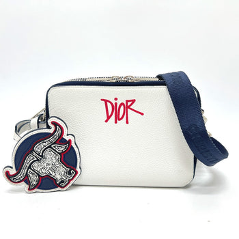 Dior Shoulder Bag Leather White Dior X Stssy Collaboration