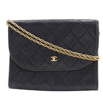 Chanel Shoulder Bag C00060 Lambskin Black Vintage Chain Pochette Matelasse Mini/Agneau Tanne Women