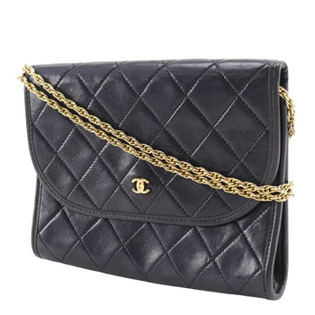 Chanel Shoulder Bag C00060 Lambskin Black Vintage Chain Pochette Matelasse Mini/Agneau Tanne Women