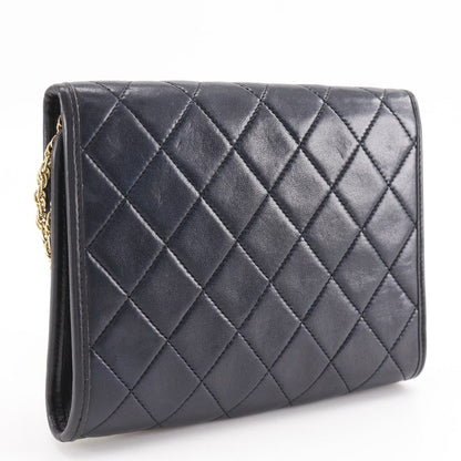 Chanel Shoulder Bag C00060 Lambskin Black Vintage Chain Pochette Matelasse Mini/Agneau Tanne Women