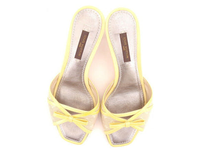 Louis Vuitton Mule Canvas Leather Beige Yellow 34 1/2