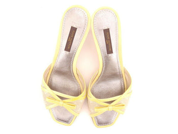 Louis Vuitton Mule Canvas Leather Beige Yellow 34 1/2