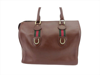 Gucci Boston Duffel Bag Brown Green Red Old Gucci