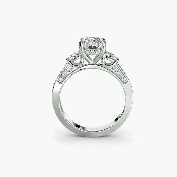 Three Stone with Pavé Shoulders