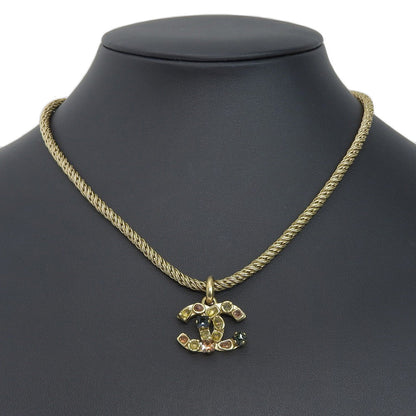 Chanel Necklace Plated Gold, Rhinestones Gold Coco Mark Gripoa Women