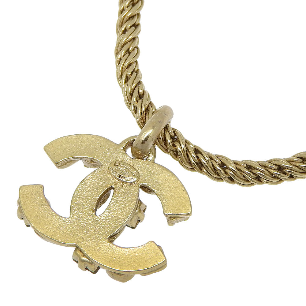Chanel Necklace Plated Gold, Rhinestones Gold Coco Mark Gripoa Women