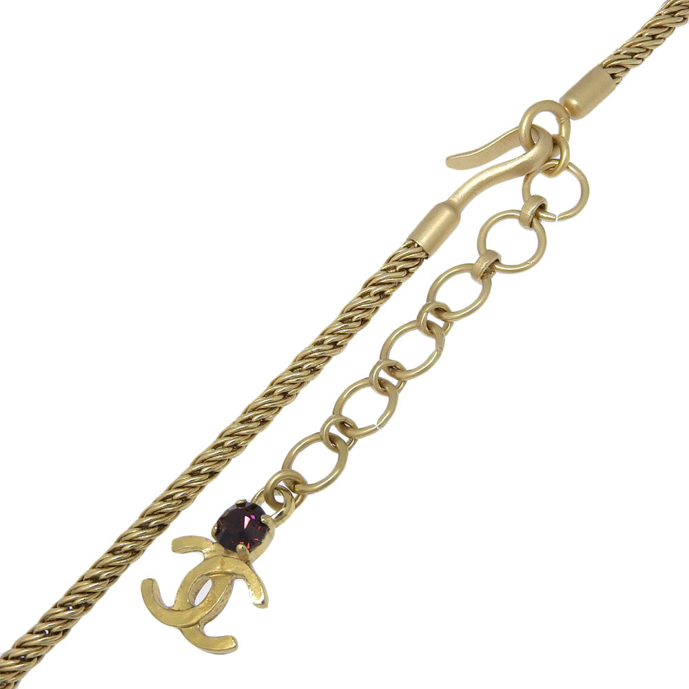 Chanel Necklace Plated Gold, Rhinestones Gold Coco Mark Gripoa Women