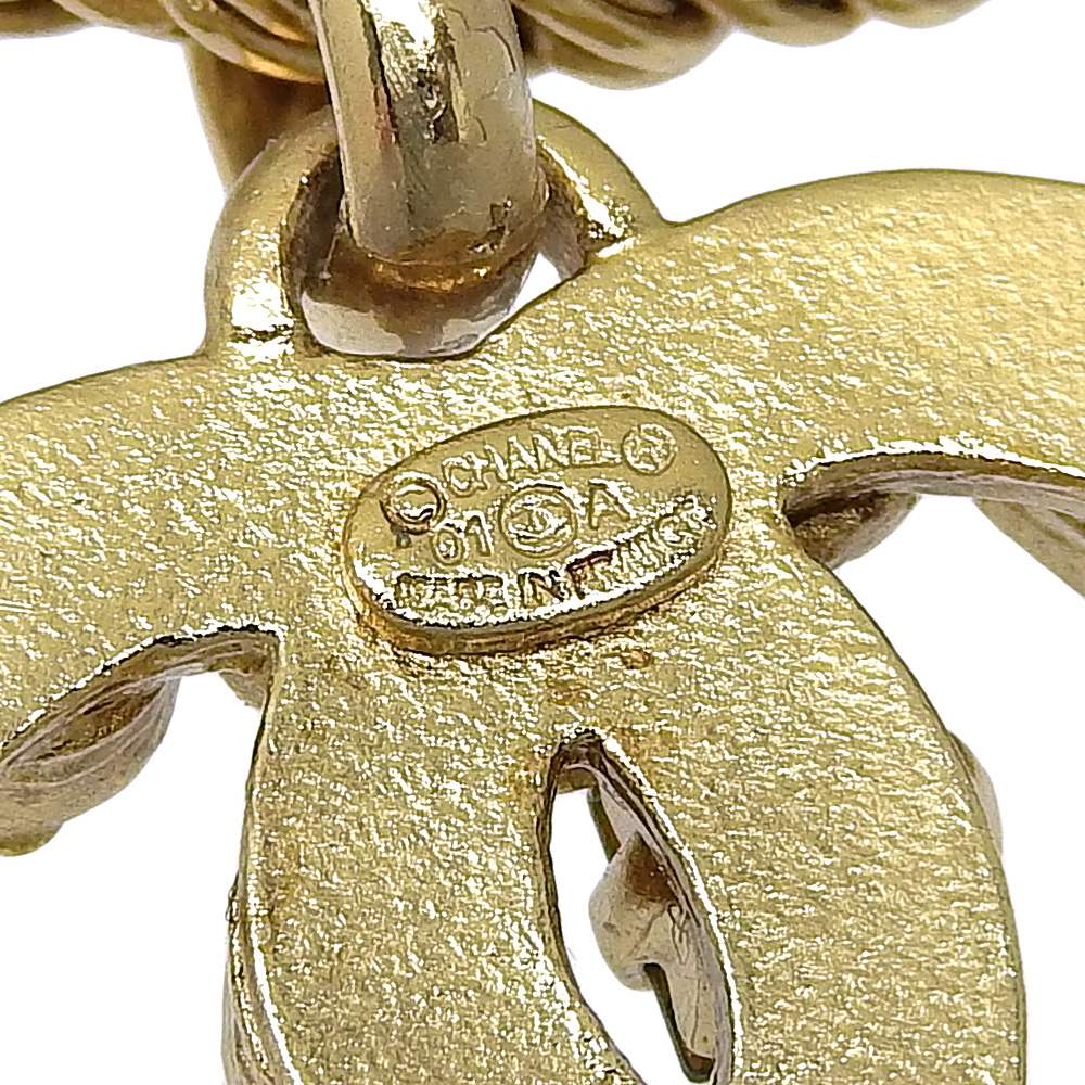 Chanel Necklace Plated Gold, Rhinestones Gold Coco Mark Gripoa Women