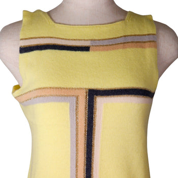 Chanel Knit P17019W02730 Cashmere, Rayon, Polyester Yellow 01C No Sleeve Women 40