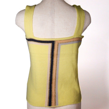 Chanel Knit P17019W02730 Cashmere, Rayon, Polyester Yellow 01C No Sleeve Women 40