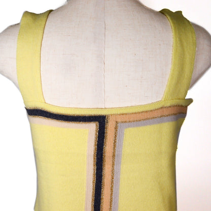 Chanel Knit P17019W02730 Cashmere, Rayon, Polyester Yellow 01C No Sleeve Women 40