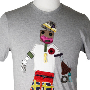 Prada Short Sleeve T-Shirt Cotton Multicolor Robot S