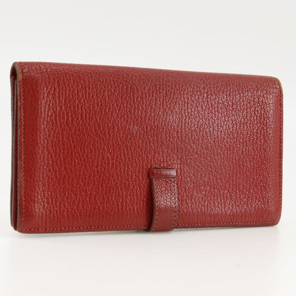 Hermes Bifold Wallet Leather Red Beansufla Women