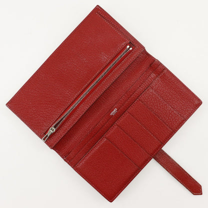 Hermes Bifold Wallet Leather Red Beansufla Women