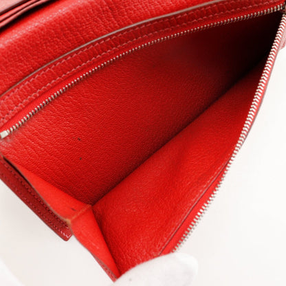 Hermes Bifold Wallet Leather Red Beansufla Women