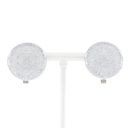 Chanel Earring Plastic Silver Coco Mark Women