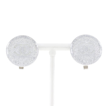 Chanel Earring Plastic Silver Coco Mark Women