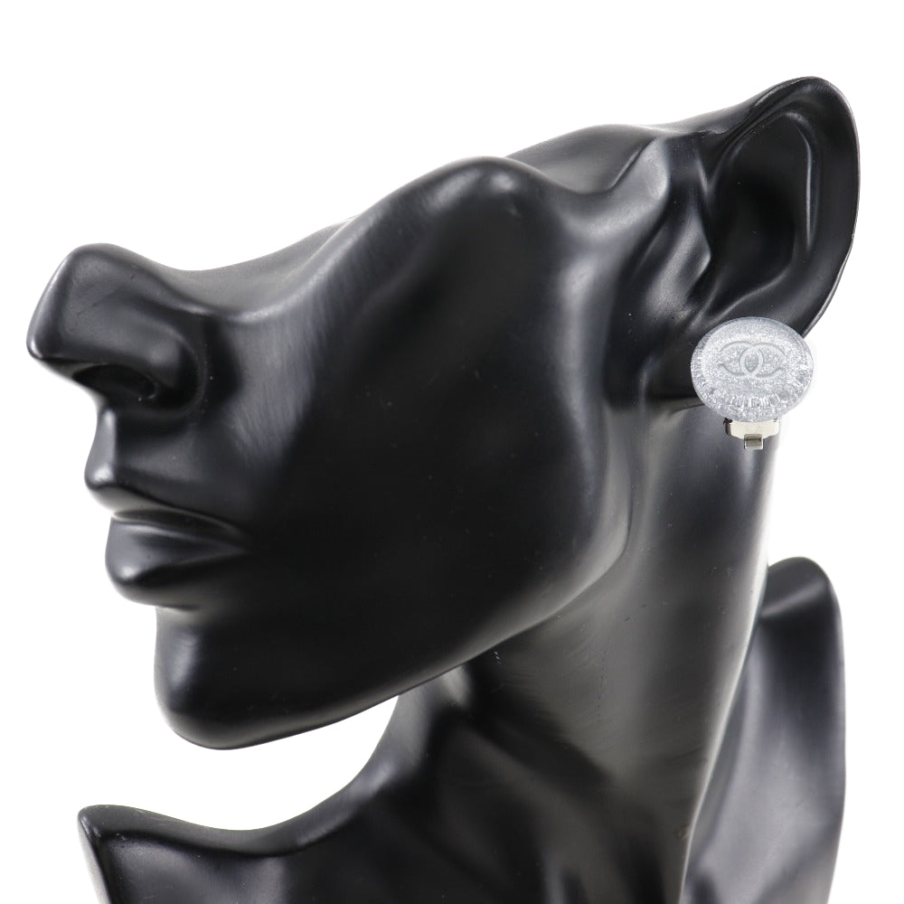 Chanel Earring Plastic Silver Coco Mark Women