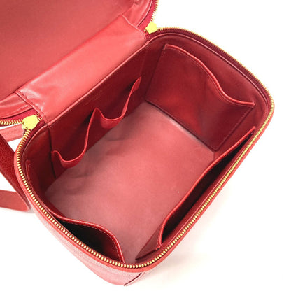 Chanel Shoulder Bag Caviar Skin Red Cc Coco Mark Vanity Bag Handbag Women