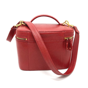 Chanel Shoulder Bag Caviar Skin Red Cc Coco Mark Vanity Bag Handbag Women