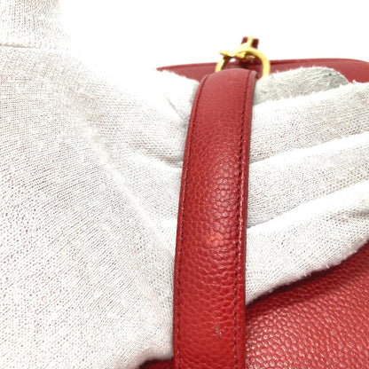 Chanel Shoulder Bag Caviar Skin Red Cc Coco Mark Vanity Bag Handbag Women