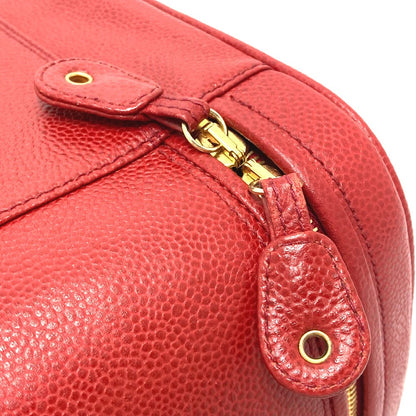 Chanel Shoulder Bag Caviar Skin Red Cc Coco Mark Vanity Bag Handbag Women