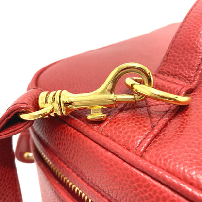 Chanel Shoulder Bag Caviar Skin Red Cc Coco Mark Vanity Bag Handbag Women