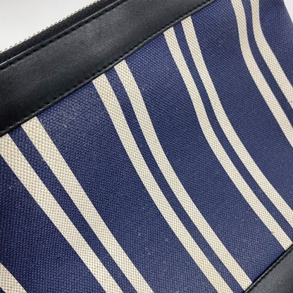 Balenciaga Clutch Bag 420407 Canvas / Leather Navy X Black Stripe Logo Navy Clip M Unisex(Unisex)