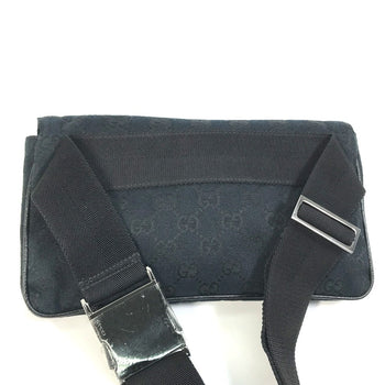 Gucci Waist Bag 146304 Gg Canvas / Leather Black Gg Belt Bag Mens
