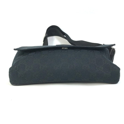 Gucci Waist Bag 146304 Gg Canvas / Leather Black Gg Belt Bag Mens