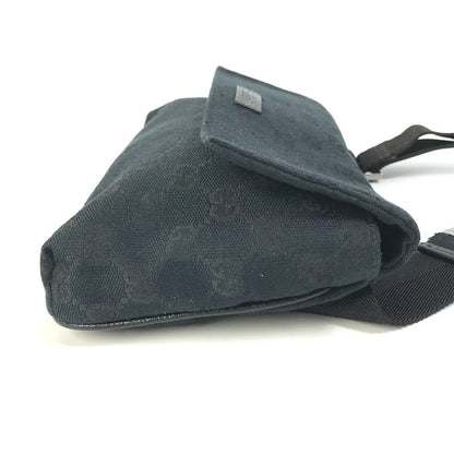 Gucci Waist Bag 146304 Gg Canvas / Leather Black Gg Belt Bag Mens