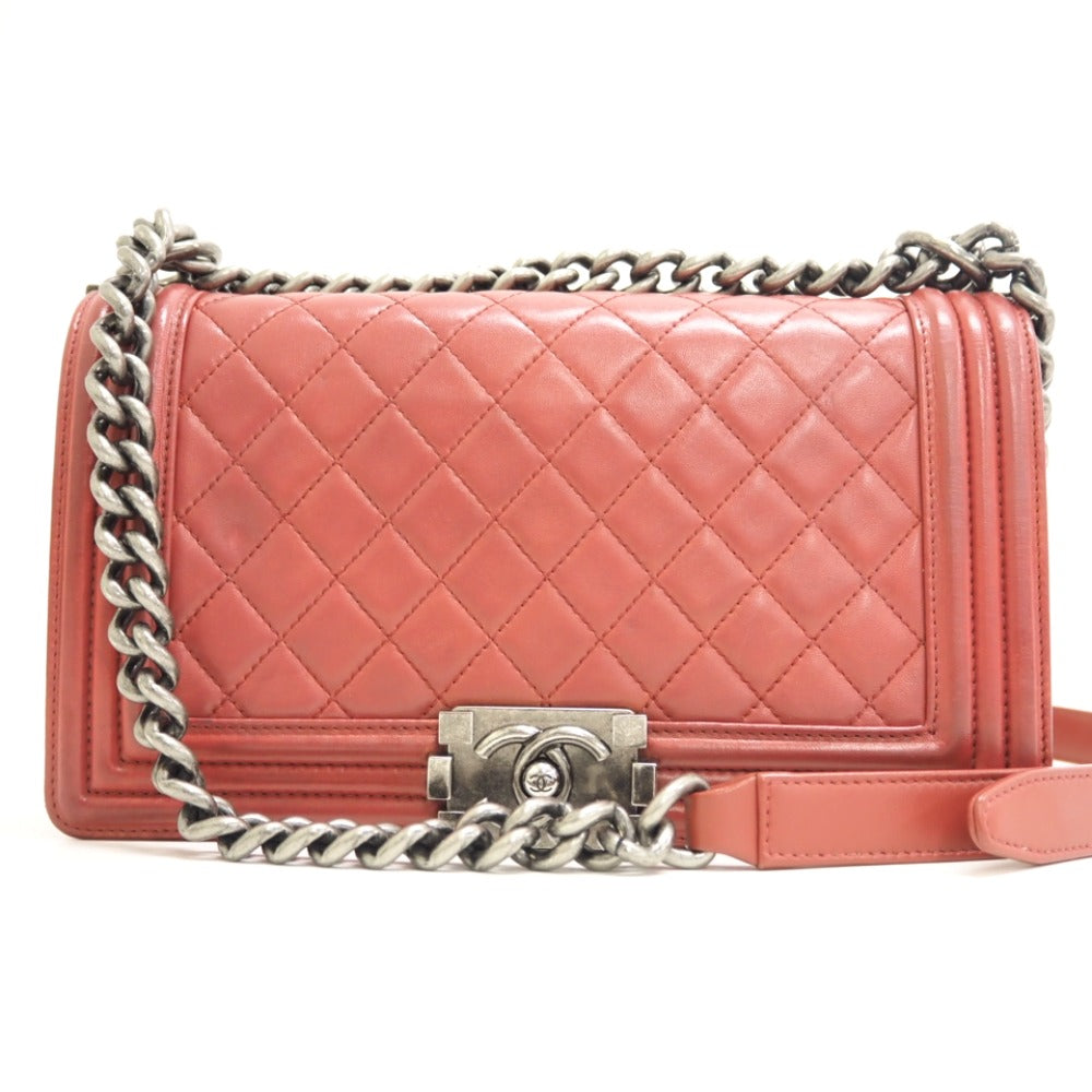 Chanel Shoulder Bag Lambskin Pink Boy Chanel