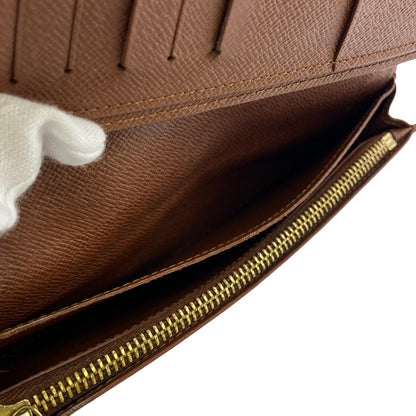 Louis Vuitton Long Wallet Purse M66540 Leather Brown Monogram Portefeuille Brazza Unisex(Unisex)