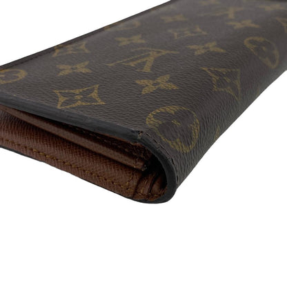 Louis Vuitton Long Wallet Purse M66540 Leather Brown Monogram Portefeuille Brazza Unisex(Unisex)