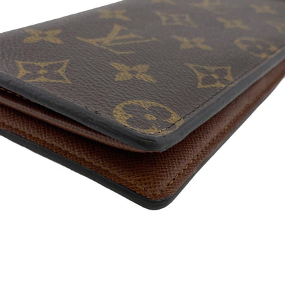 Louis Vuitton Long Wallet Purse M66540 Leather Brown Monogram Portefeuille Brazza Unisex(Unisex)