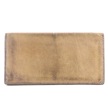 Berluti Long Wallet Purse Leather Brown Calligraphy Mens