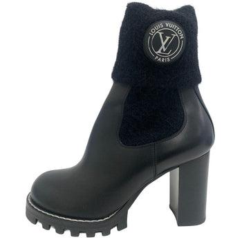 Louis Vuitton Boots Leather Black Lv Bobour Line 40