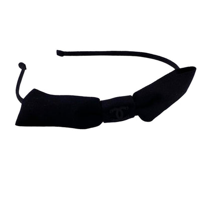 Chanel Hair Accessory Nylon Black 23P Coco Mark Headband Ribbon Women