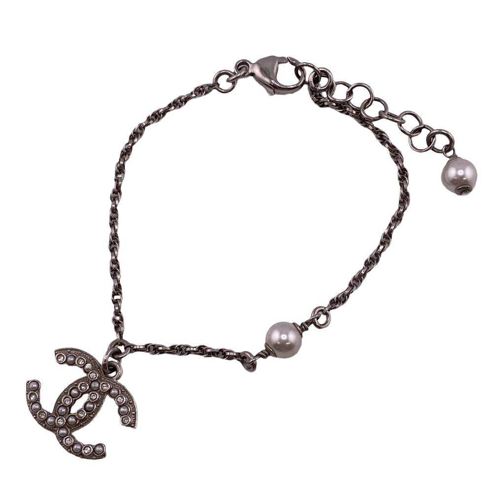 Chanel Bracelet Gold Plated Silver Coco Mark Fake Pearl
