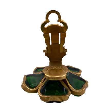 Chanel Earring 97A Gold Plated Green Gripoa