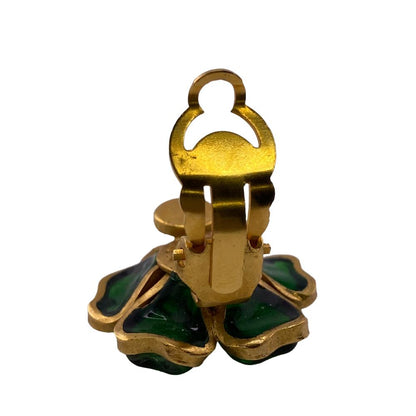 Chanel Earring 97A Gold Plated Green Gripoa
