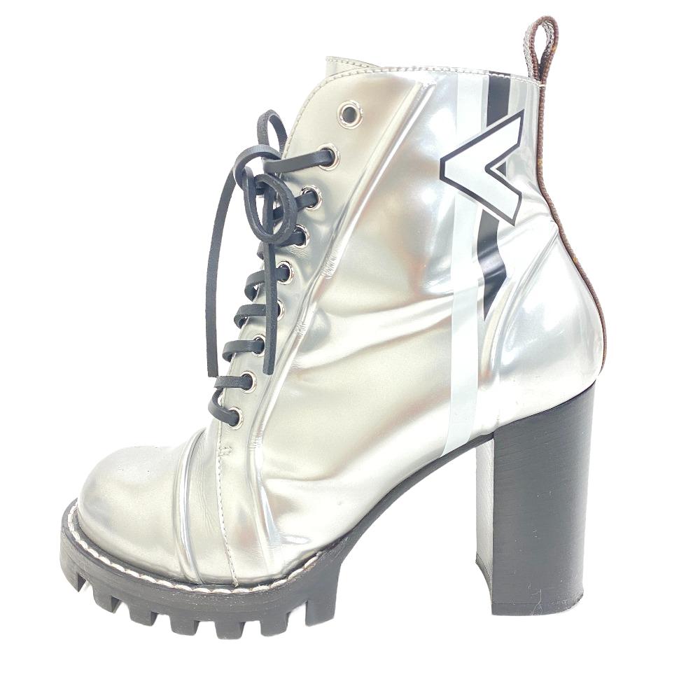 Louis Vuitton Boots Ma0177 Pvc, Patent Leather Silver Monogram Star Trail Line 38