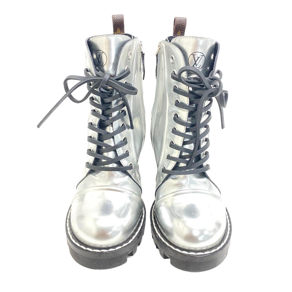 Louis Vuitton Boots Ma0177 Pvc, Patent Leather Silver Monogram Star Trail Line 38
