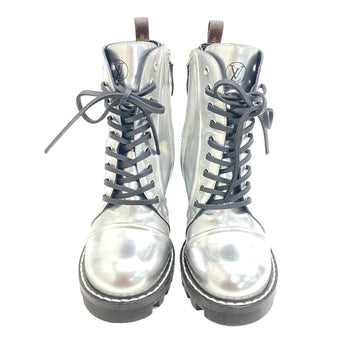 Louis Vuitton Boots Ma0177 Pvc, Patent Leather Silver Monogram Star Trail Line 38