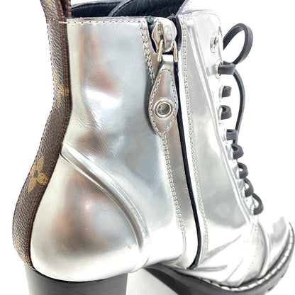 Louis Vuitton Boots Ma0177 Pvc, Patent Leather Silver Monogram Star Trail Line 38