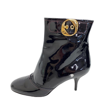 Louis Vuitton Boots Ma0160 Patent Leather Bordeaux Short Boots 10 Years Women 40 1/2