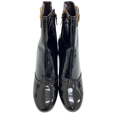 Louis Vuitton Boots Ma0160 Patent Leather Bordeaux Short Boots 10 Years Women 40 1/2