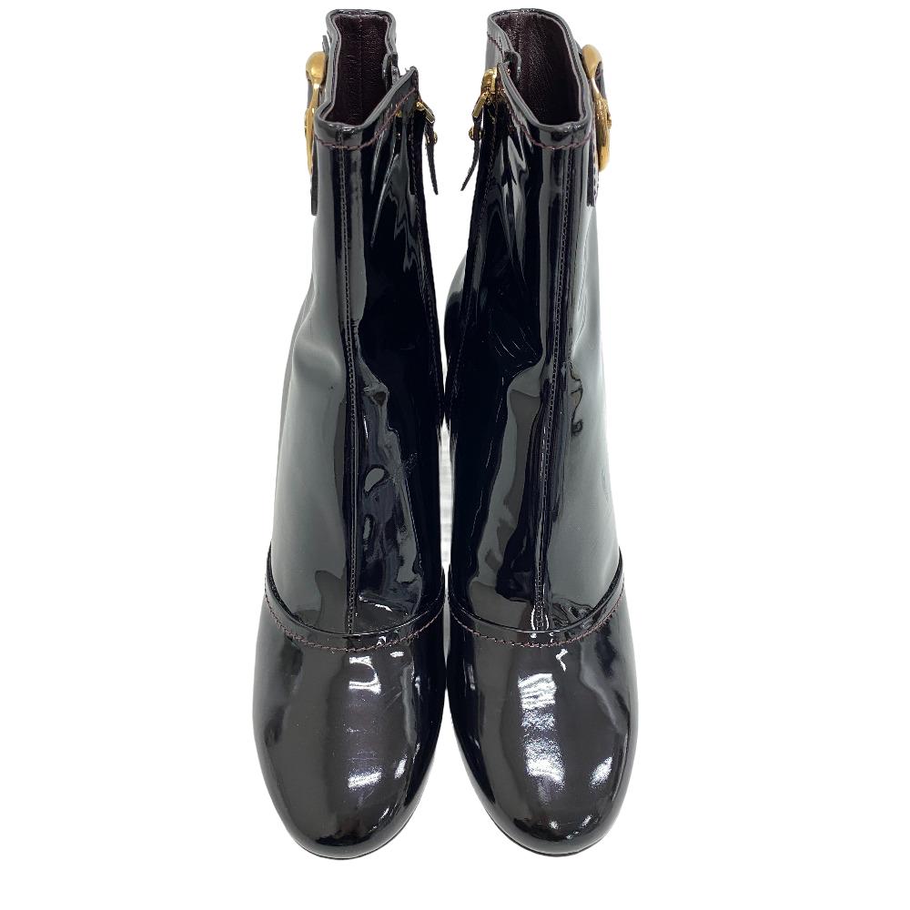 Louis Vuitton Boots Ma0160 Patent Leather Bordeaux Short Boots 10 Years Women 40 1/2